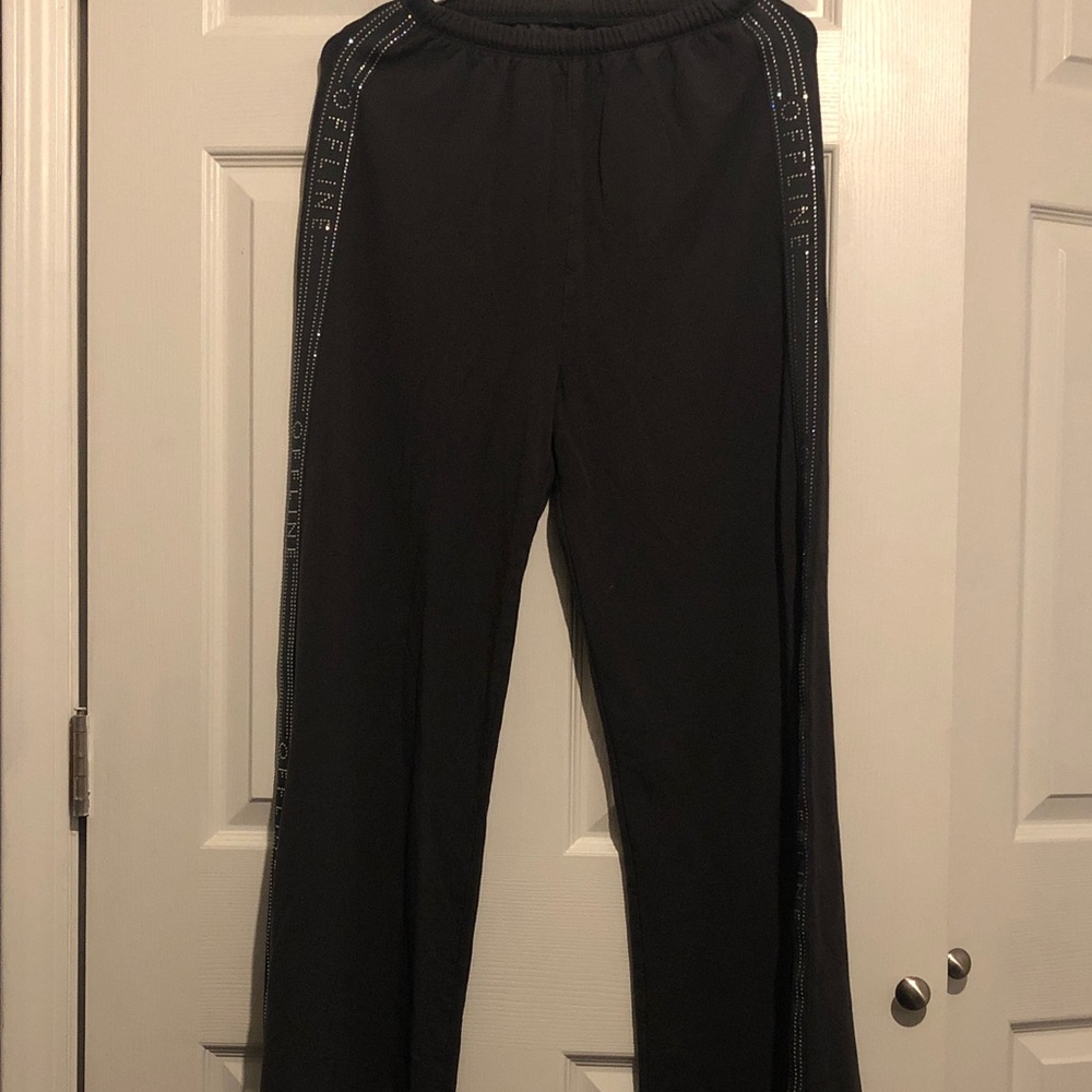 aerie Black Sweatpants with Side Rhinestone Stripe